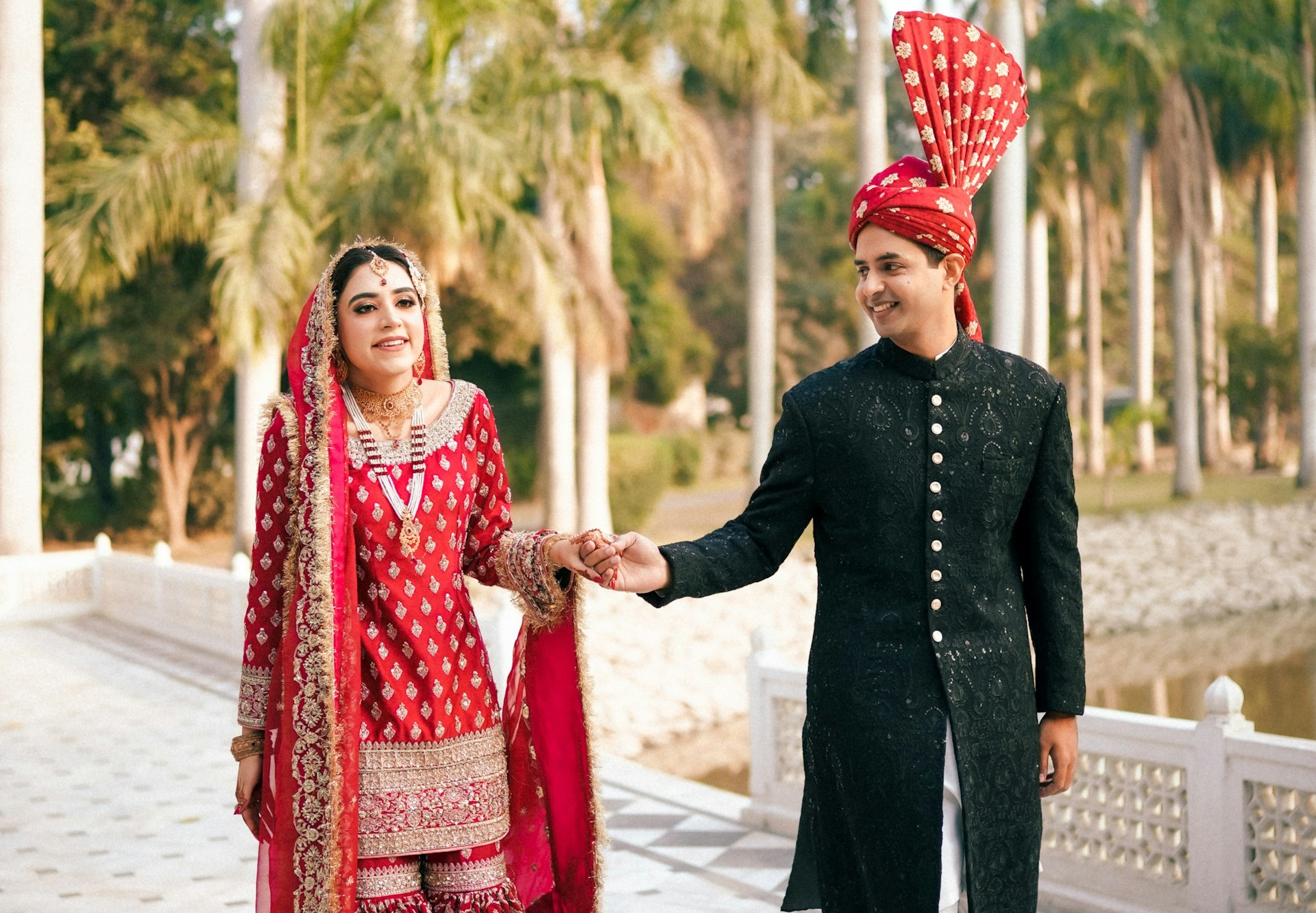 Happy Indian couple at wedding ceremony in Delhi NCR
